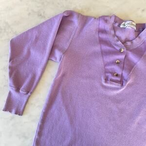 Vintage 80s Light Pastel Purple Henley Thermal by Gloria Vanderbilt / XS S